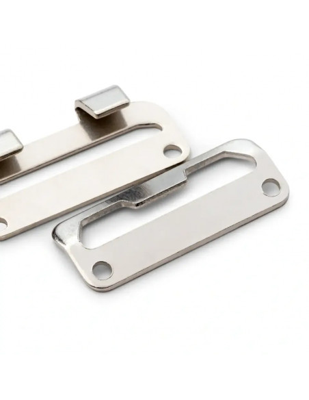 Agrafes et barrettes plates pour jupes, 25mm, argenté