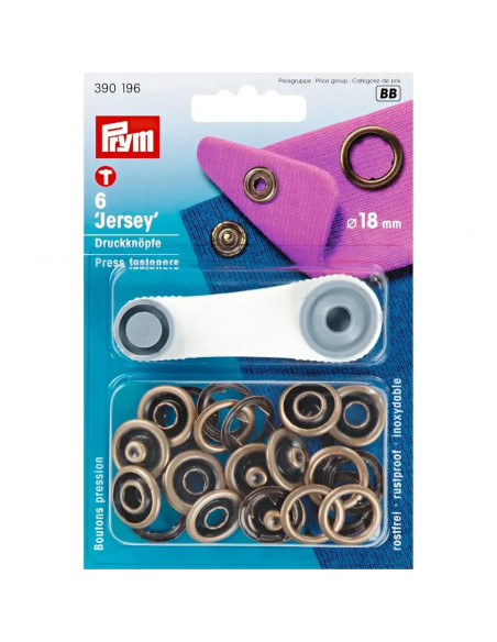 Bouton pression sans couture « Jersey », 18mm, laiton antique