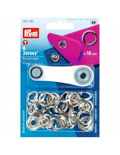 Bouton pression sans couture « Jersey », 18mm, argenté