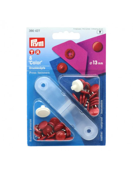 Bouton pression sans couture Color, 13mm, rouge