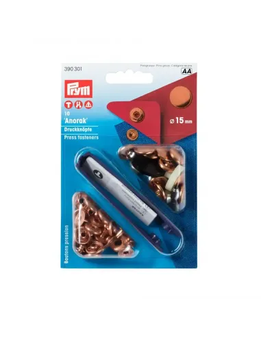 Bouton pression Anorak Prym 15 mm cuivre | Zephyr Tissus