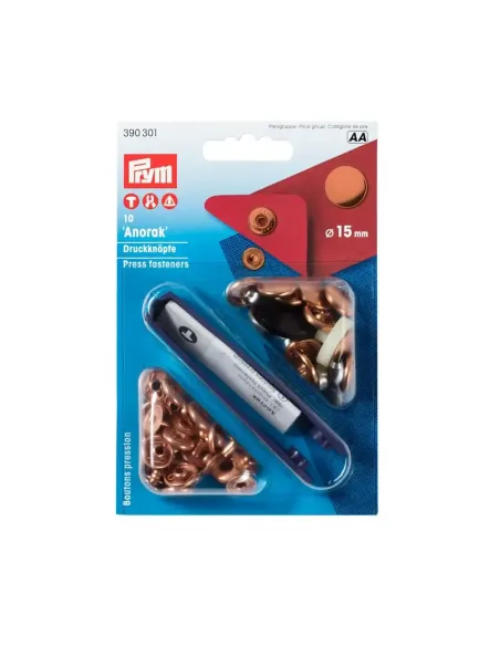 Bouton pression Anorak Prym 15 mm cuivre | Zephyr Tissus