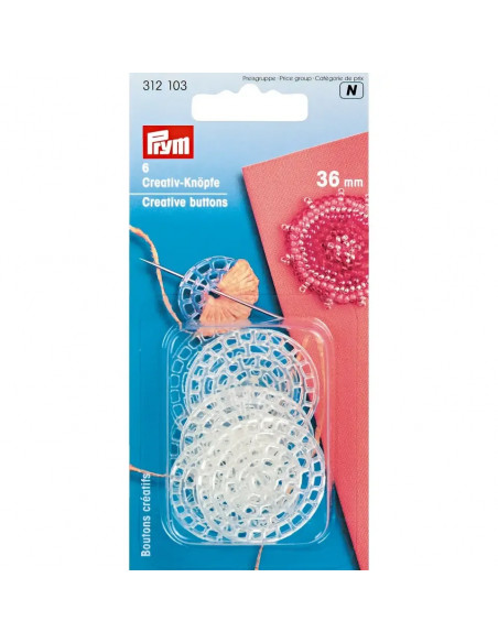 Boutons créatifs, 36mm, transparent