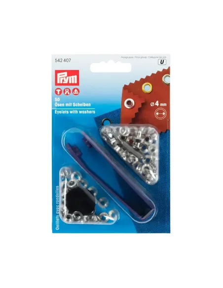 Œillets et rondelles Prym argentés Ø 4 mm | Zephyr Tissus