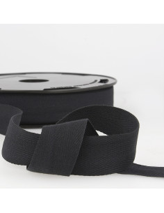 Ruban sergé coton, 11mm, noir