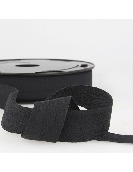 Ruban sergé coton, 11mm, noir