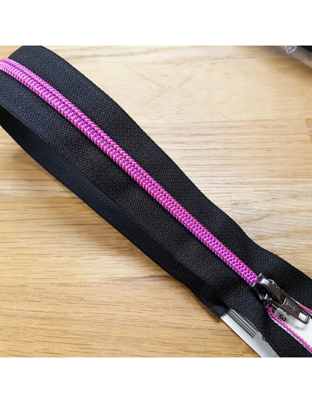 Fermeture Eclair Z92, maille métallisée, rose fuchsia, 55cm