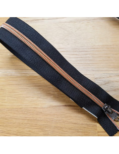 Fermeture Eclair Z92, maille métallisée, cuivre, 60cm
