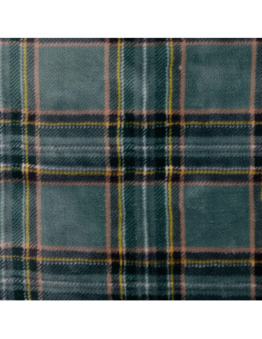 Tissu, Polaire Doudou Imprimée Carreaux, Vert Sapin, Laize 150 cm, 100% Polyester 250g/m²