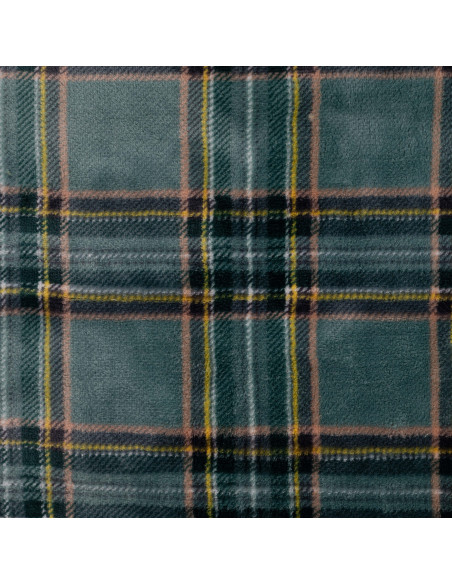 Tissu, Polaire Doudou Imprimée Carreaux, Vert Sapin, Laize 150 cm, 100% Polyester 250g/m²