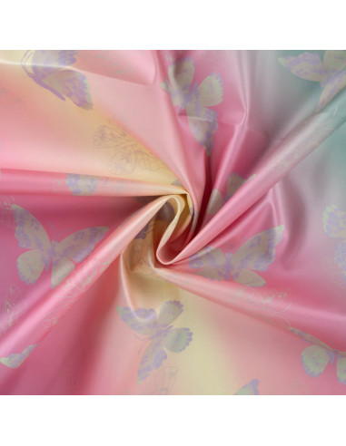 Tissu, Imperméable Motif Papillons, Multicolore, Laize 135 cm, 50% Polyester 50% Polyuréthane