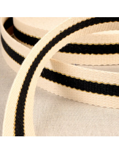 Sangle 3 bandes et lurex, 30mm, noir