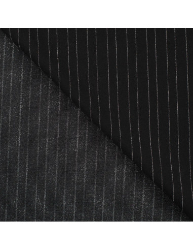 Tissu, Jersey Milano, Rayures Lurex Argent, Laize 150 cm, Mélange Polyester Lurex Stretch Oeko-Tex
