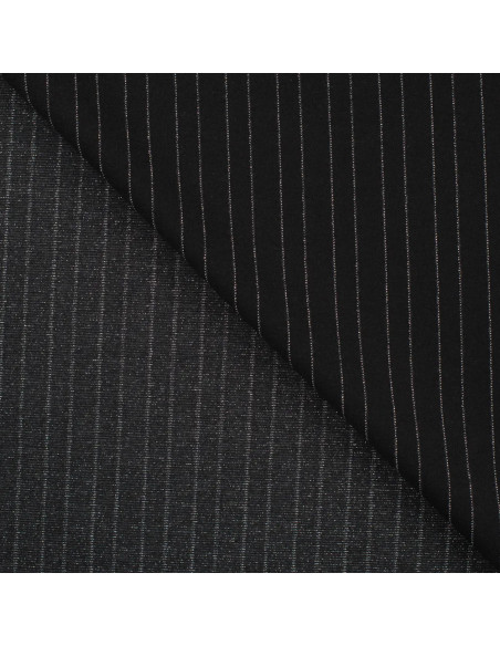 Tissu, Jersey Milano, Rayures Lurex Argent, Laize 150 cm, Mélange Polyester Lurex Stretch Oeko-Tex