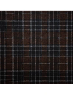 Tissu, Jersey Milano Carreaux, Marrons, Laize 150 cm, Polyester Viscose Spandex Oeko-Tex