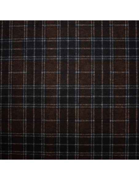 Tissu, Jersey Milano Carreaux, Marrons, Laize 150 cm, Polyester Viscose Spandex Oeko-Tex