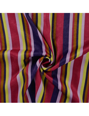 Tissu, Microfibre Satinée Rayures, Pourpres, Laize 145 cm, 100% Polyester