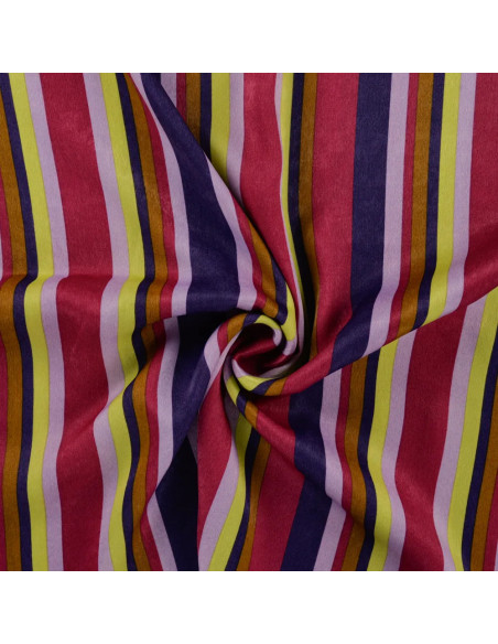 Tissu, Microfibre Satinée Rayures, Pourpres, Laize 145 cm, 100% Polyester