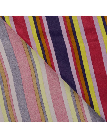 Tissu, Microfibre Satinée Rayures, Pourpres, Laize 145 cm, 100% Polyester