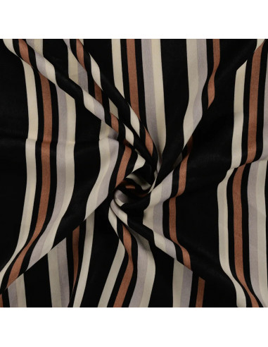 Tissu, Microfibre Satinée Rayures, Caramel, Laize 145 cm, 100% Polyester