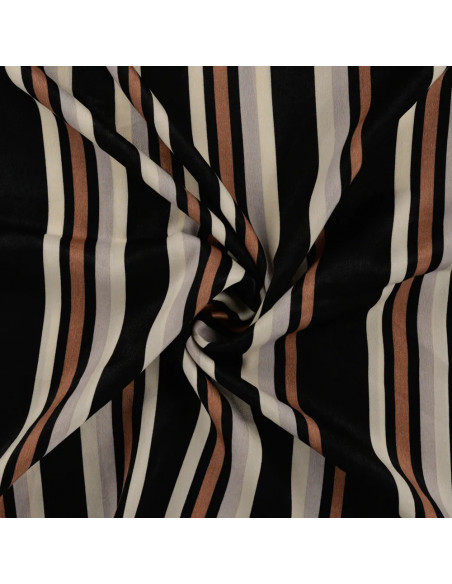 Tissu, Microfibre Satinée Rayures, Caramel, Laize 145 cm, 100% Polyester