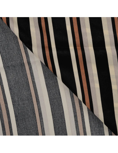 Tissu, Microfibre Satinée Rayures, Caramel, Laize 145 cm, 100% Polyester