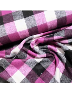 Tissu, Lainage Carreaux, Rose, Gris & Noir, Laize 148 cm, 70% Polyester 30% Laine 2