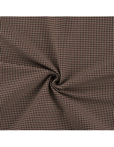 Tissu, Toile Stretch, Pieds de Poule Bordeaux, Laize 150 cm, Viscose Élasthanne