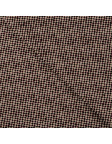 Tissu, Toile Stretch, Pieds de Poule Bordeaux, Laize 150 cm, Viscose Élasthanne