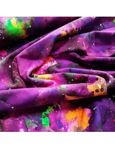 Tissu, French Terry Imprimé Tie & Dye, Violet Digital, Laize 150 cm, Coton Stretch Oeko-Tex 2