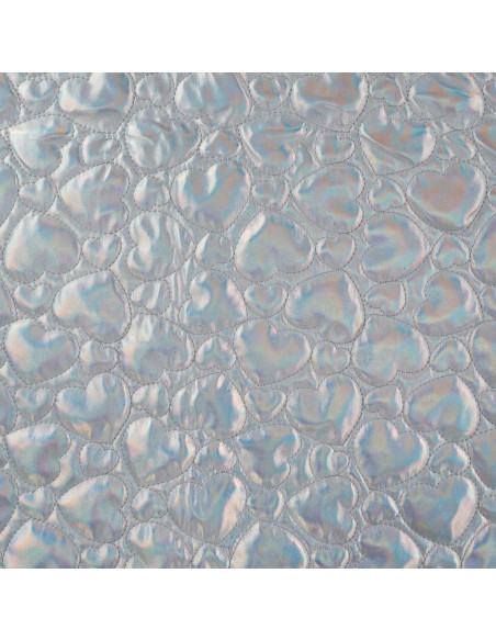 Tissu, Matelassé Cœurs, Argenté, Laize 140 cm, 50% Polyuréthane 50% Polyester