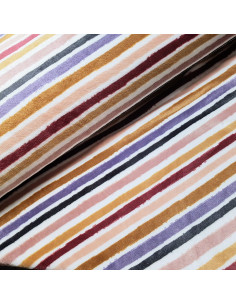 Polaire doudou imprimée, rayures roses poudré