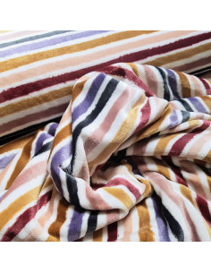 Polaire doudou imprimée, rayures roses poudré 2