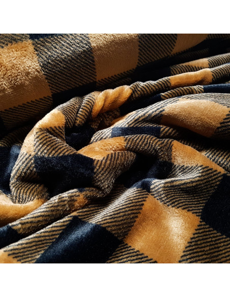 Polaire doudou imprimée, carreaux caramel