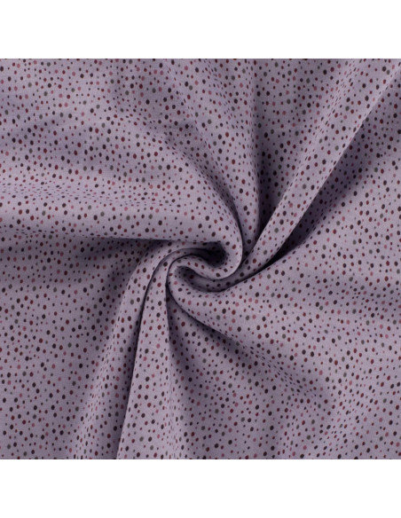 Tissu, Sweat Imprimé Pois Envers Polaire, Lilas, Laize 150 cm, 40% Coton 56% Polyester 4% Élasthanne