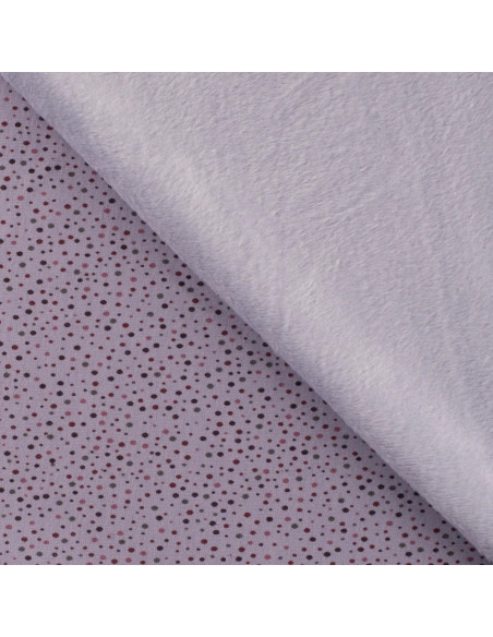 Tissu, Sweat Imprimé Pois Envers Polaire, Lilas, Laize 150 cm, 40% Coton 56% Polyester 4% Élasthanne