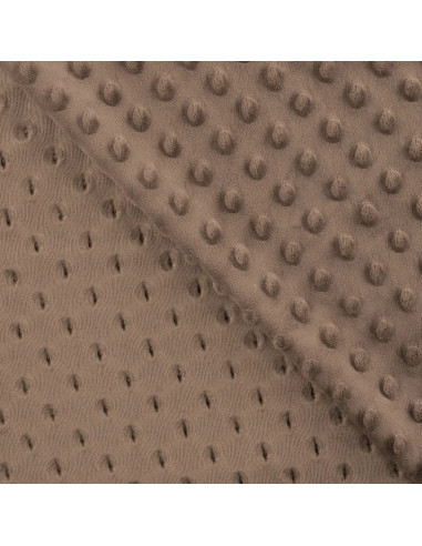Tissu, Polaire Minky Pois Reliefs, Marron Doux, Laize 150 cm, 100% Polyester 255g/m²