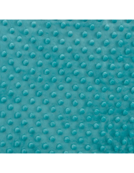 Tissu, Polaire Minky Pois Reliefs, Turquoise, Laize 150 cm, 100% Polyester 255g/m²