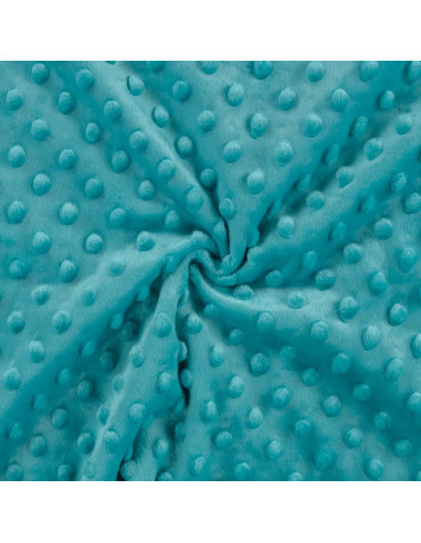 Tissu, Polaire Minky Pois Reliefs, Turquoise, Laize 150 cm, 100% Polyester 255g/m²