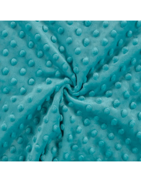 Tissu, Polaire Minky Pois Reliefs, Turquoise, Laize 150 cm, 100% Polyester 255g/m²