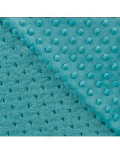Tissu, Polaire Minky Pois Reliefs, Turquoise, Laize 150 cm, 100% Polyester 255g/m²