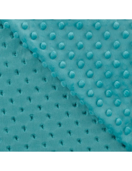 Tissu, Polaire Minky Pois Reliefs, Turquoise, Laize 150 cm, 100% Polyester 255g/m²
