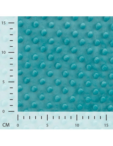 Tissu, Polaire Minky Pois Reliefs, Turquoise, Laize 150 cm, 100% Polyester 255g/m²