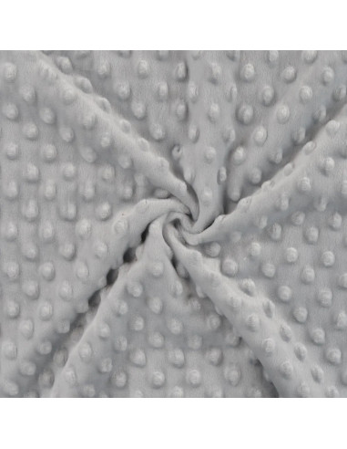 Tissu, Polaire Minky Pois Reliefs, Gris Clair, Laize 150 cm, 100% Polyester 255g/m²