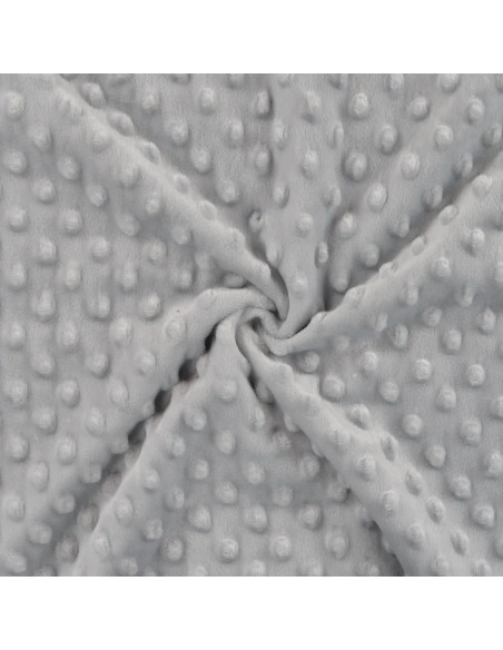 Tissu, Polaire Minky Pois Reliefs, Gris Clair, Laize 150 cm, 100% Polyester 255g/m²