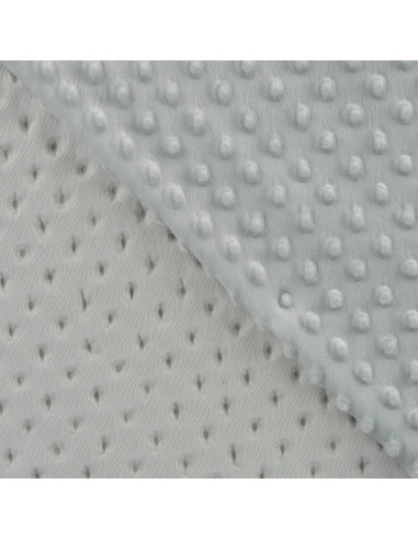 Tissu, Polaire Minky Pois Reliefs, Gris Clair, Laize 150 cm, 100% Polyester 255g/m²