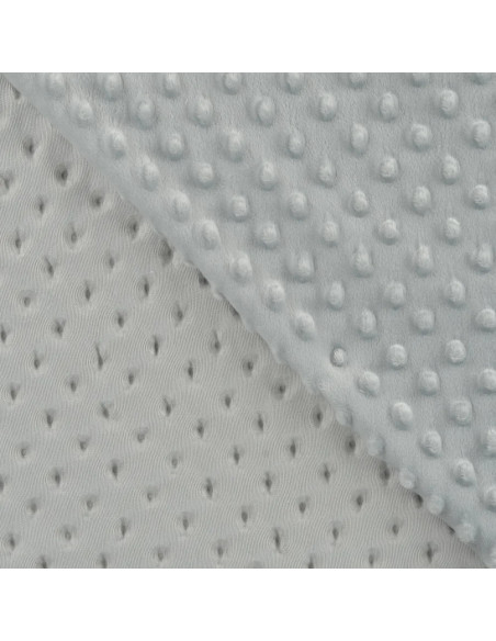 Tissu, Polaire Minky Pois Reliefs, Gris Clair, Laize 150 cm, 100% Polyester 255g/m²
