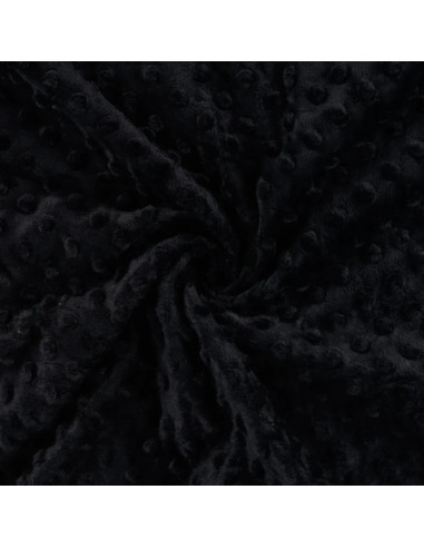 Tissu, Polaire Minky Pois Reliefs, Noir Intense, Laize 150 cm, 100% Polyester 255g/m²