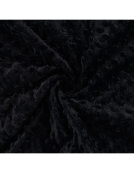 Tissu, Polaire Minky Pois Reliefs, Noir Intense, Laize 150 cm, 100% Polyester 255g/m²