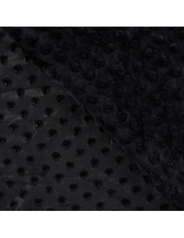Tissu, Polaire Minky Pois Reliefs, Noir Intense, Laize 150 cm, 100% Polyester 255g/m²